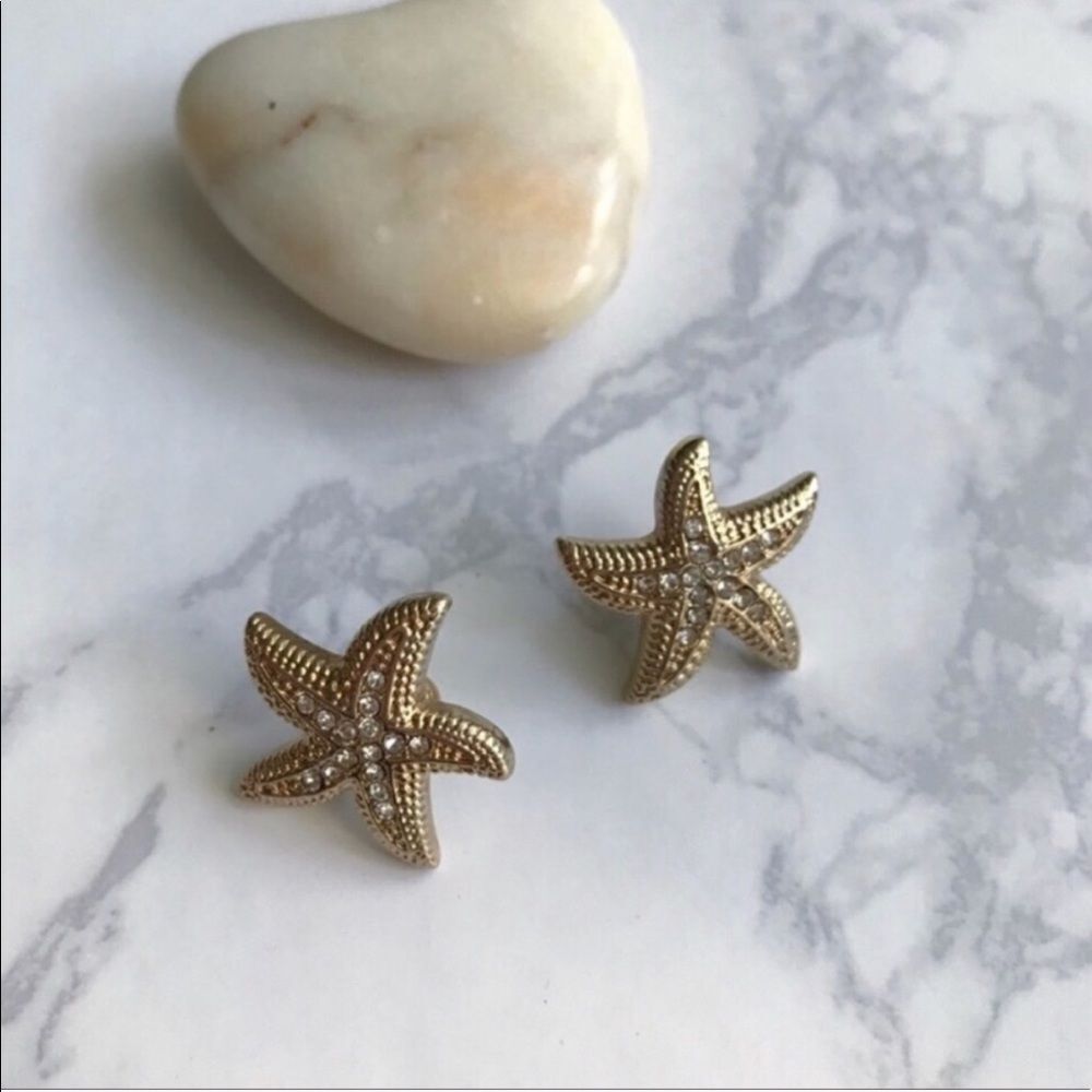 ABS Allen Schwartz Gold Celestial Star Drop Earrings Dangle Coastal Glam OS